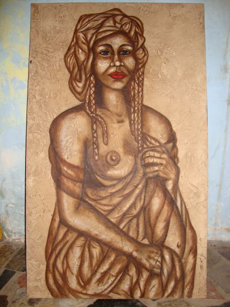 ENNE 054  encaustica negra mãe lourdes tam. 100x60